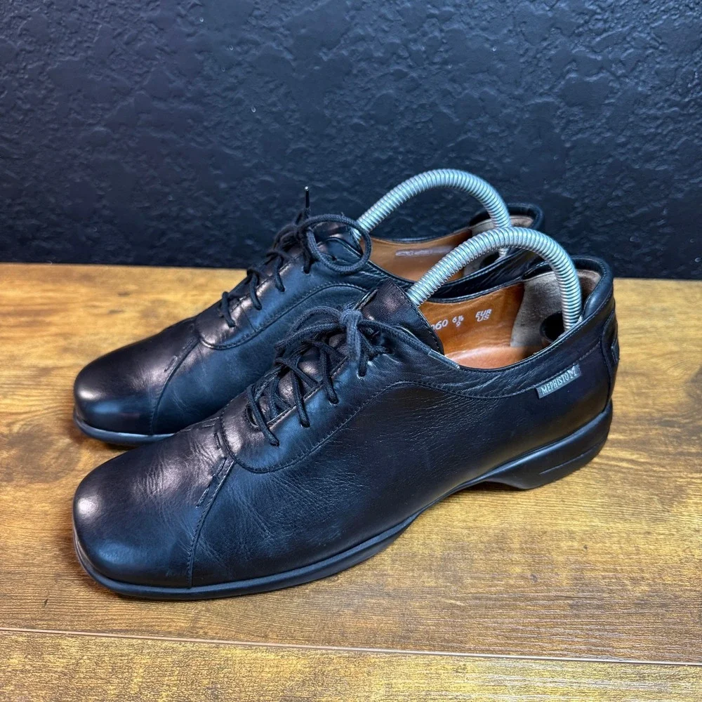 Mephisto Air-Relax 423138060 Black Leather Walking Shoes Womens Size 9 US